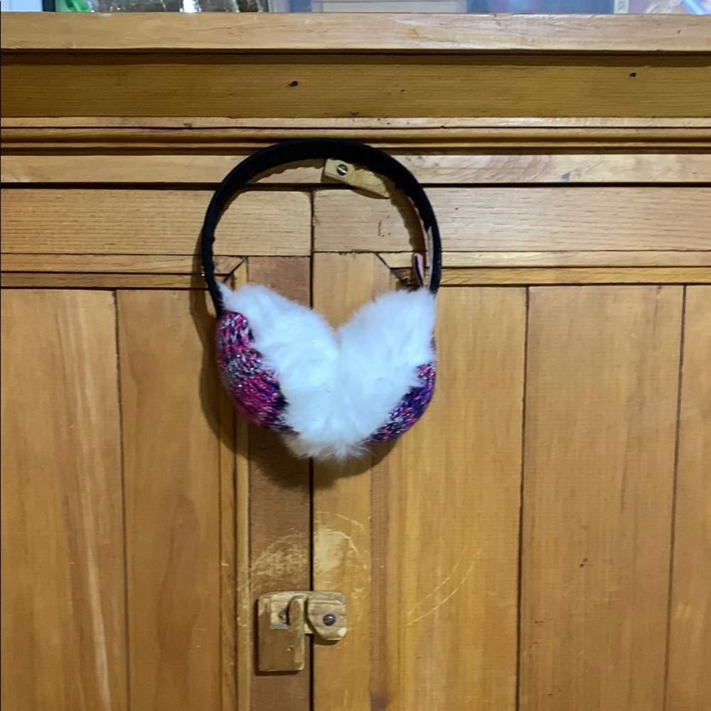 Juicy Couture Pink and White Hair Accessories Plush Earmuffs